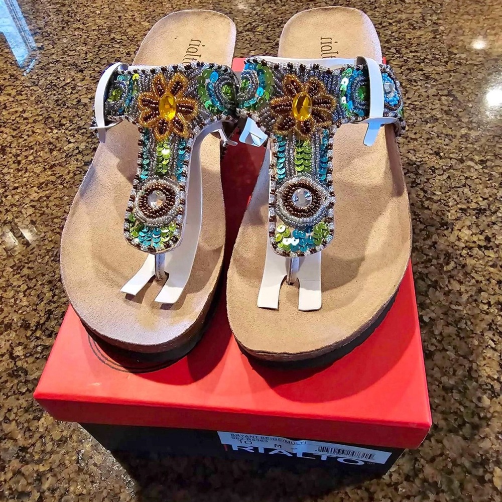 Size 10 Rialto Beaded Sandals Brand New